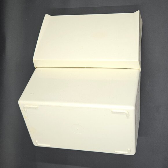 VTG 1970s Retro Flowers Beige Plastic Flip top Recipe Card Box ✨HP✨ - Picture 5 of 7
